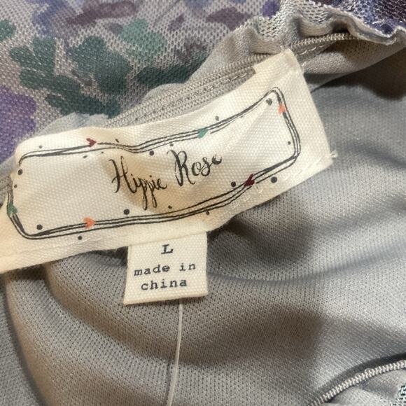 Hippie Rose medium grey floral Ruched Mesh Mini Dress - Picture 6 of 8